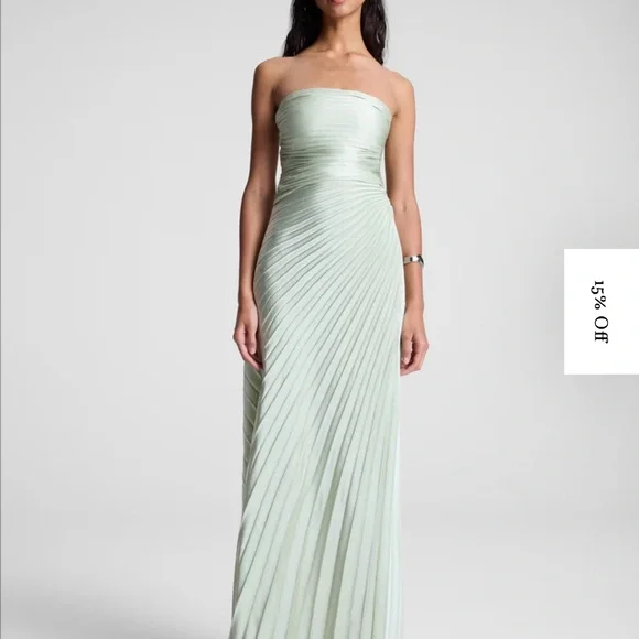 A.L.C. Strapless Light Green Pleated Dress - Picture 2 of 2